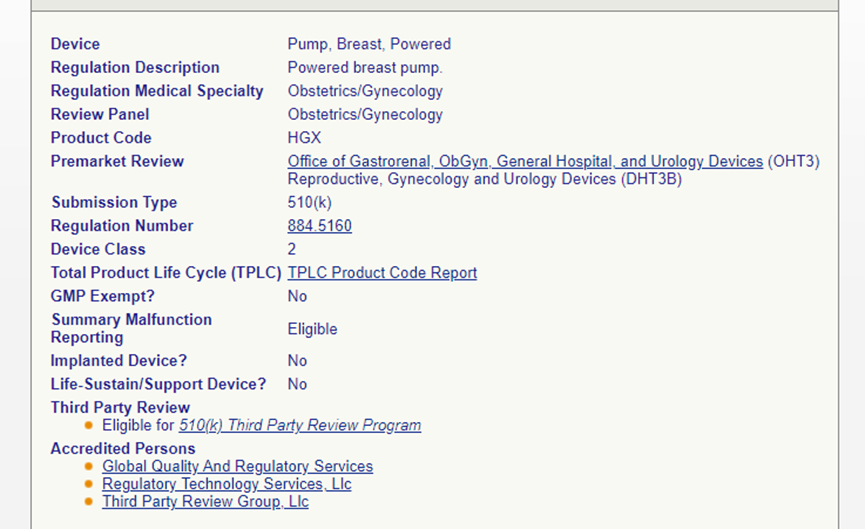 电动吸奶器FDA 510k注册零发补